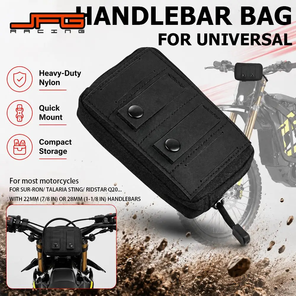 For Honda Yamaha BMW KTM Sur-Ron Suzuki Ridstar Q20 Motorcycle 22 28mm Handlebar Bag Nylon Storage Pouch Universal Dirt E-bike