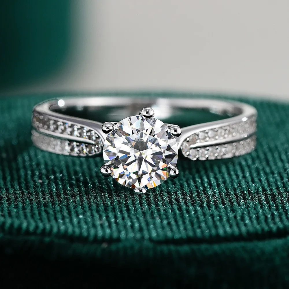 

Original 18k White Gold Sparkling D Color 3ct Solitaire Moissanite Diamond Rings Platinum Pt950 Wedding Band Jewelry for Women
