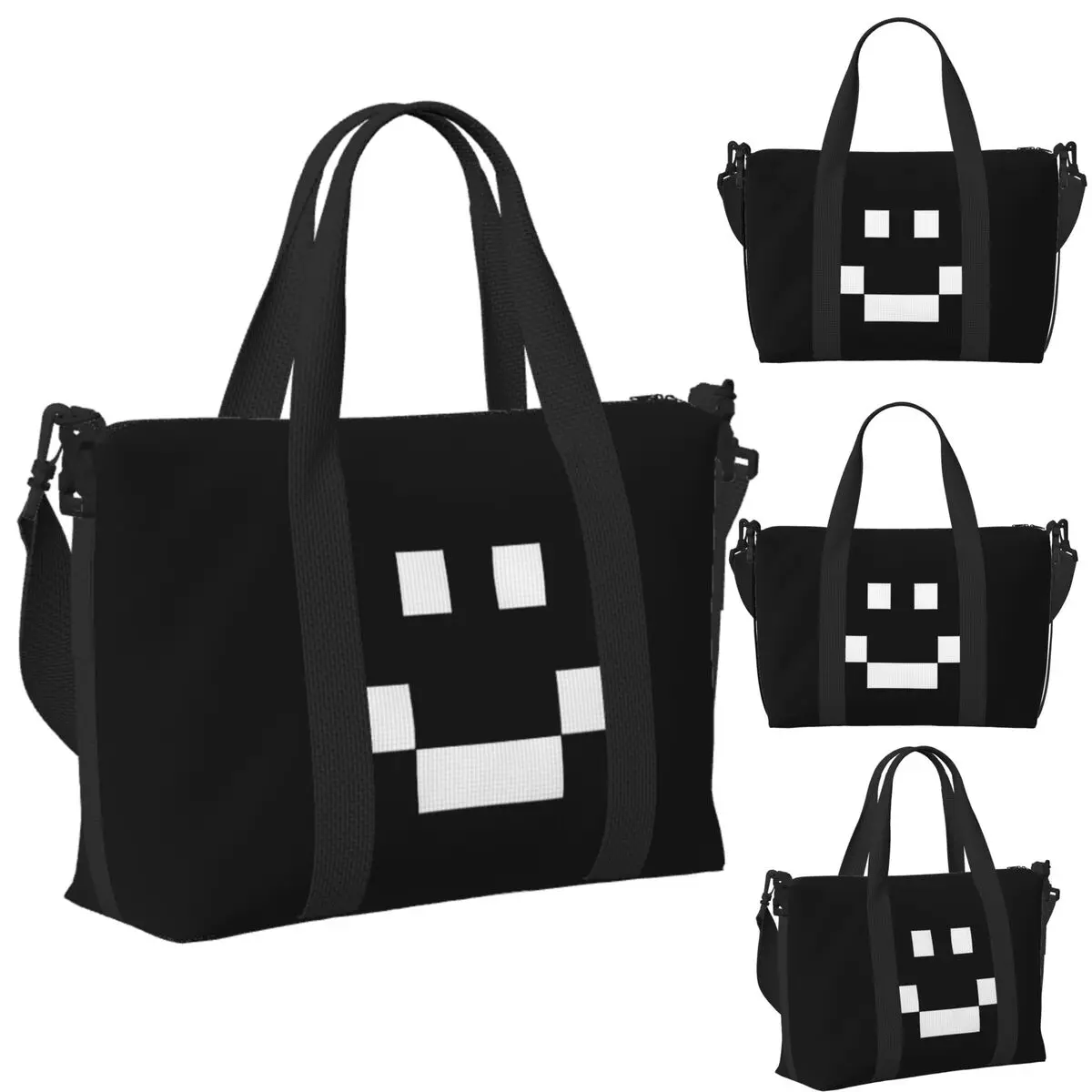 

Пляжная дорожная сумка с логотипом Quackity Merch Smile, большая вместительная сумка-тоут для тренажерного зала, йоги, женская дорожная сумка для покупок