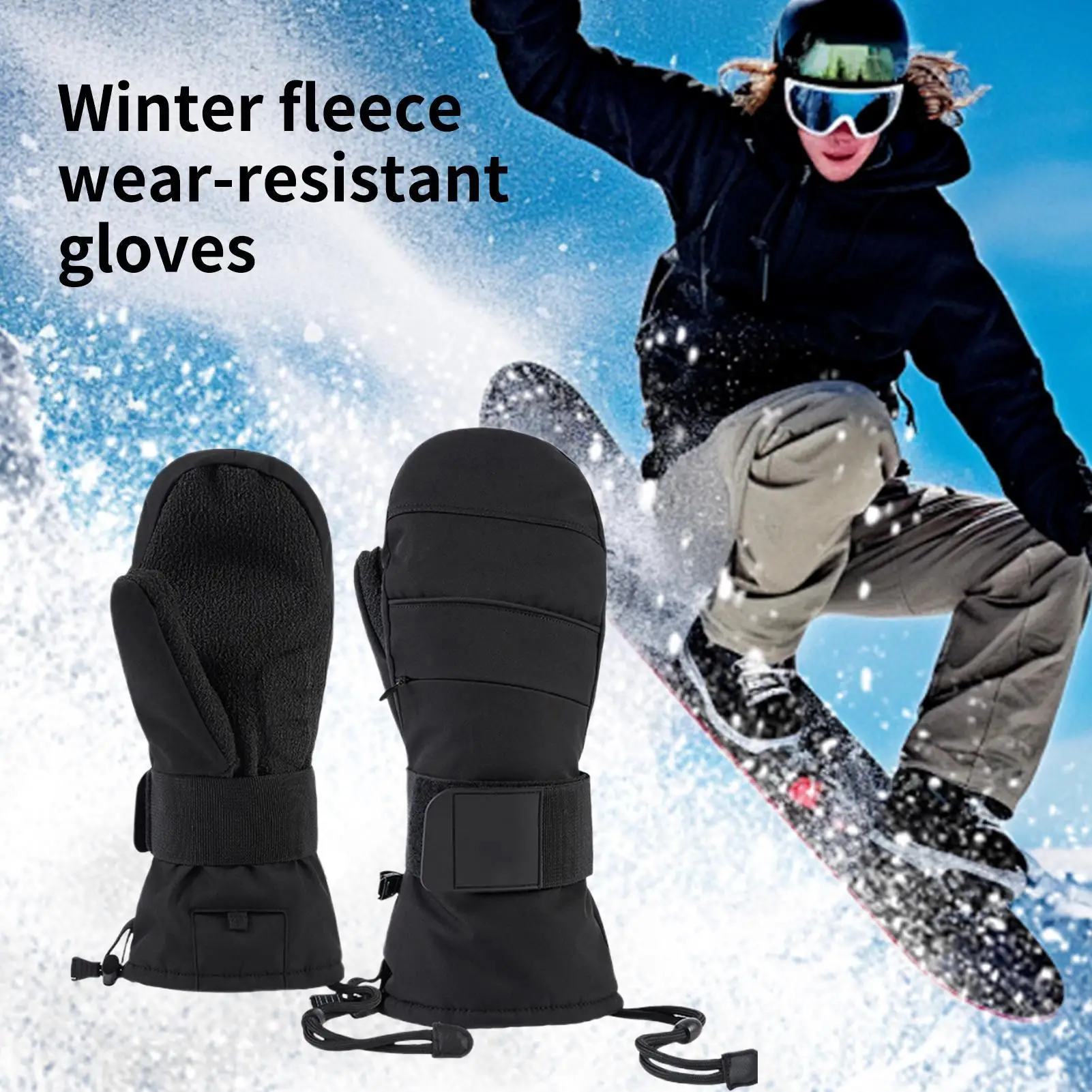 Winter Gloves Touchscreen Mittens With Wrist Guard Fleece Lined Riding Gloves For Men Winter Motorcycle Ski Cold Weather Snow