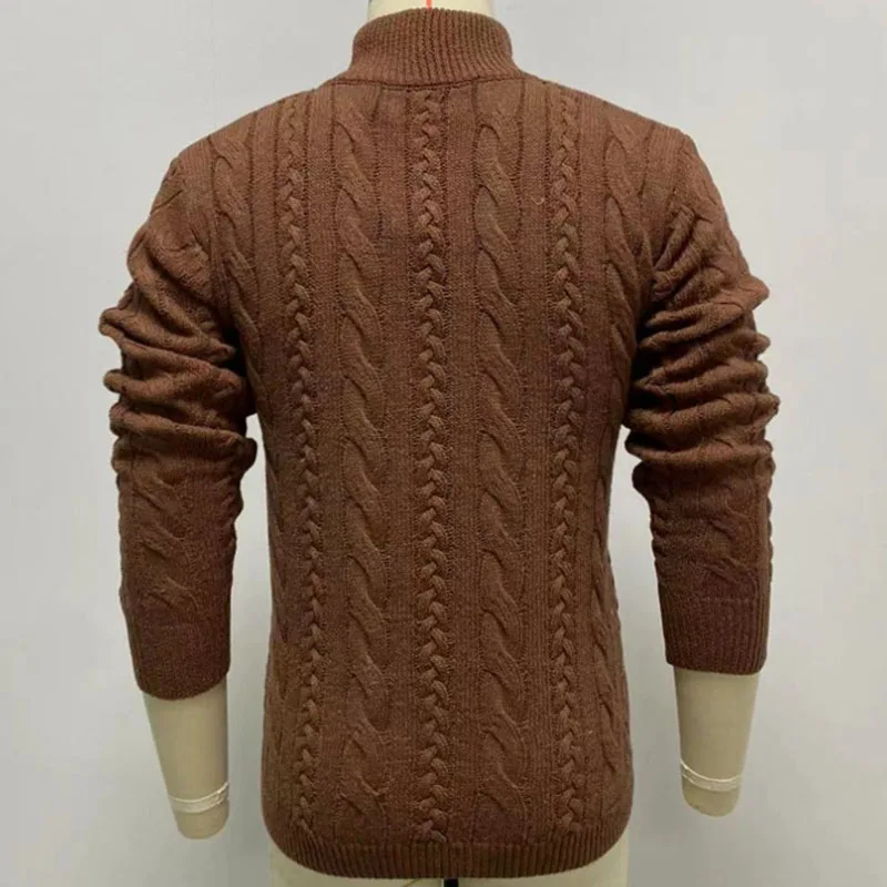 Herren Pullover Mantel Herbst Winter lässig solide Stand Hals Strick pullover Langarm Knopf Strickjacke Pullover schlanke warme Strickwaren