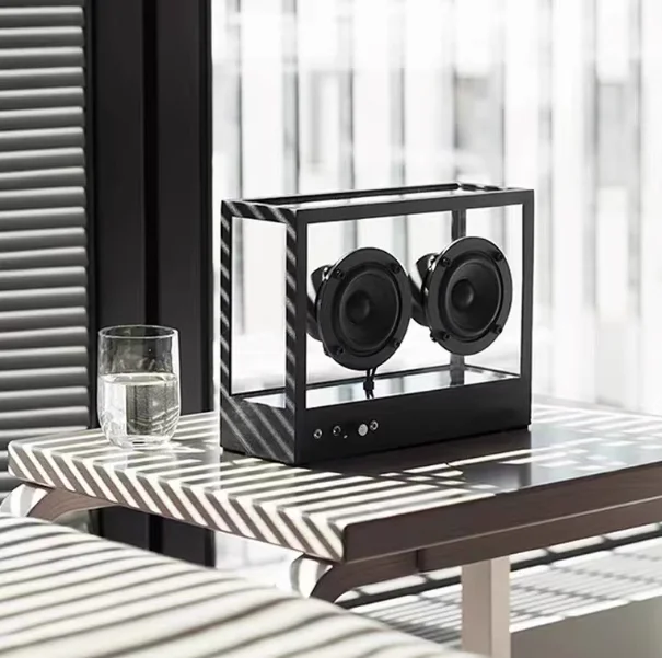 

Creative transparent audio living room desktop decoration simple white square bluetooth speaker ornament