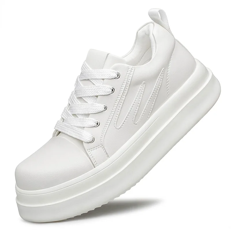 

2025 New Luxury Designer Men's White Black Comfort Lace Up Thick-soled Casual Shoes Male Sport Walking Sneaker Zapatillas Hombre