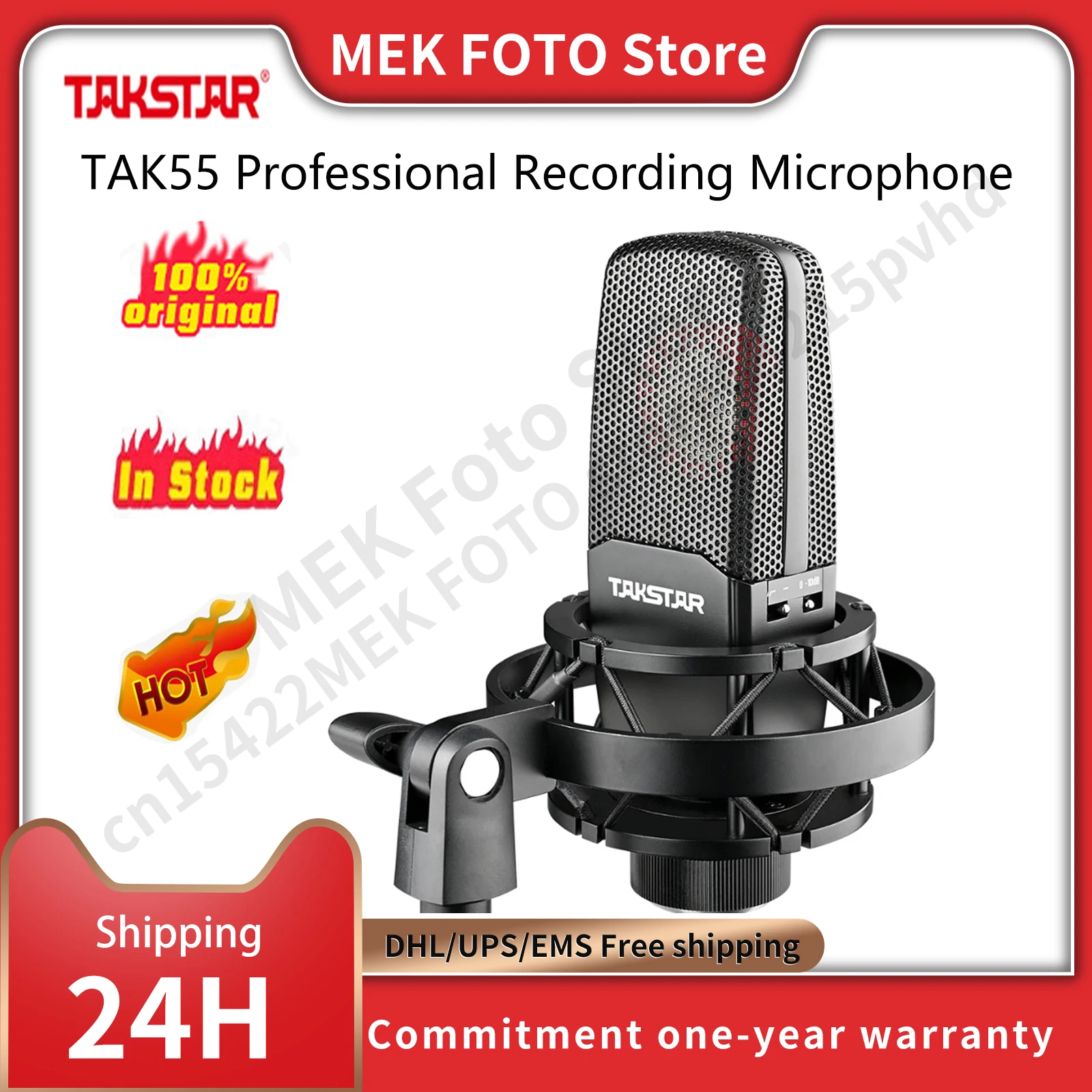 Takstar TAK55 Professional Recording Microphone with Shock Mount and Pop Filter For Vocal Recording Podcasting Radio Studio