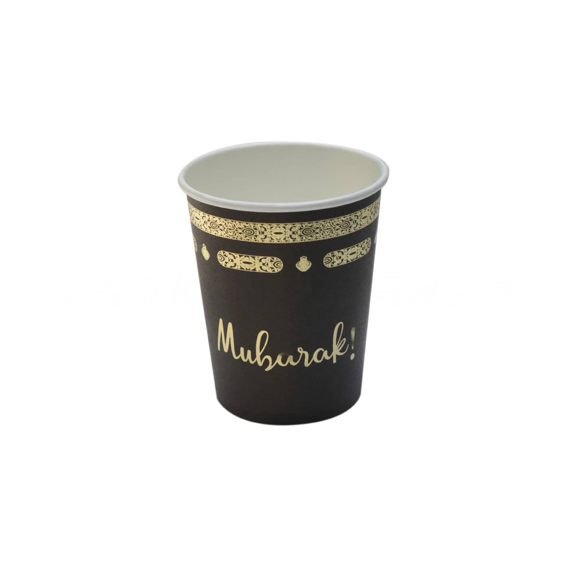 Schwarzgold Umrah Mubarak Pappteller Tassen Servietten Tischdecke Banner Eid Mubarak Islamischer Muslim Festival Party Dekor Zubehör – Detail 7
