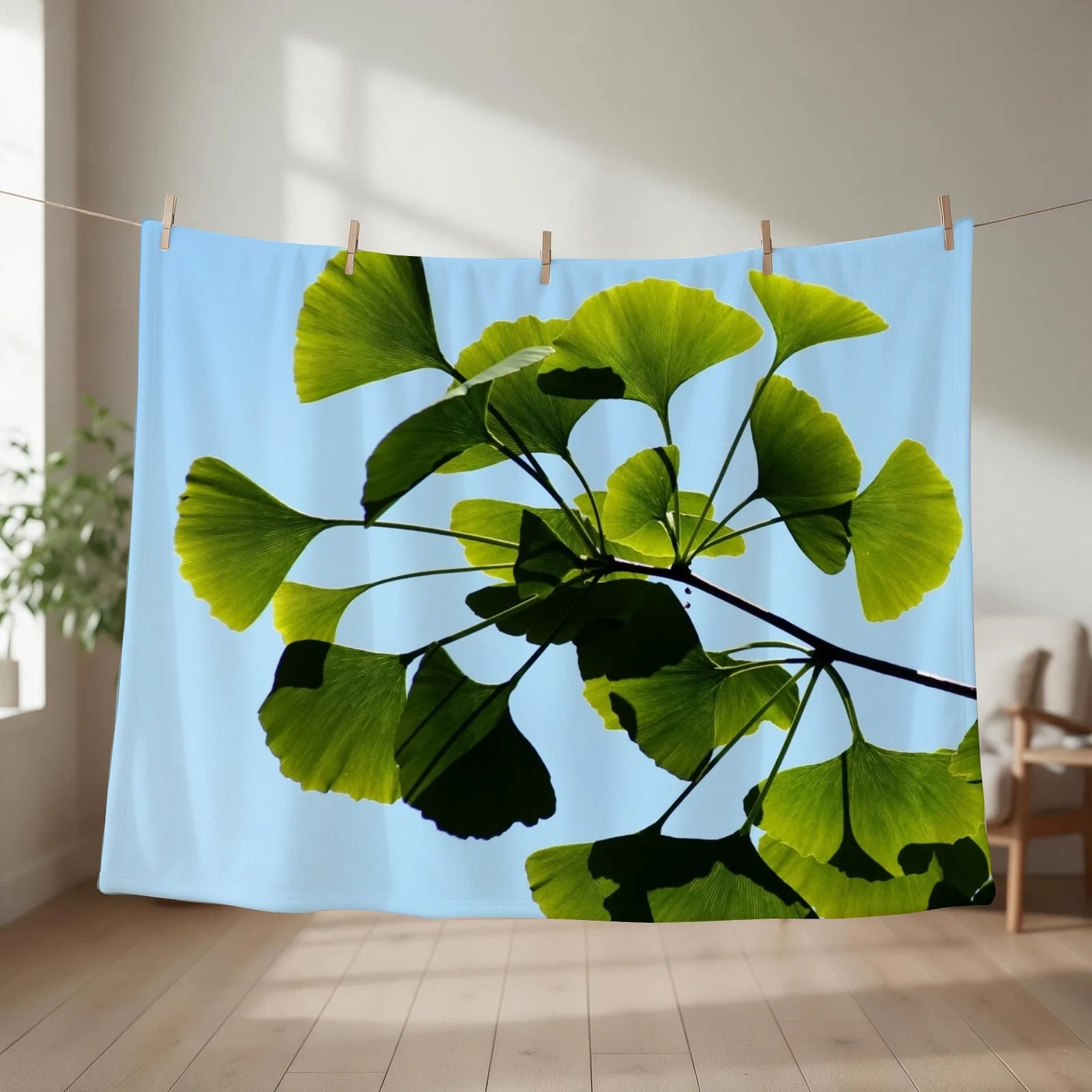 Gingko Biloba Tree Throw Blanket Soft Plush Plaid Sofa Throw Single Blankets For Baby Blankets