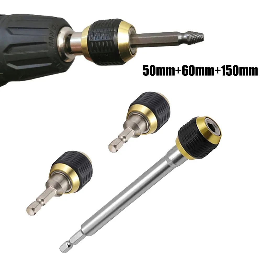 3pcs/set Drill Chuck Screwdriver Impact Driver Adaptor 1/4 '' Hex Shank Drill Bit Quick Change Adapter Converter 50/60/150mm