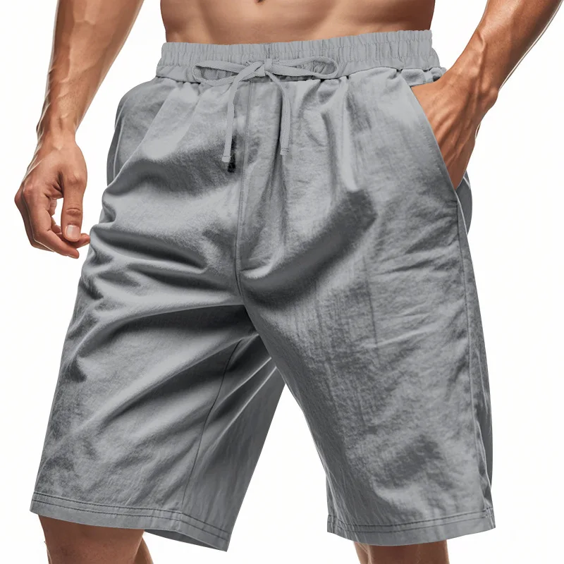 Men's Summer Casual Beach Shorts Comfortable Linen Loose-Fitting Street Sport Design for Men