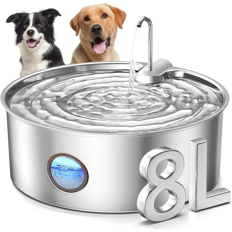 

Dog Water Fountain for Large Dogs - 8L/270oz Stainless Steel Dog Water Fountain, Great for Large Dogs Cats and Multi-Pet Home