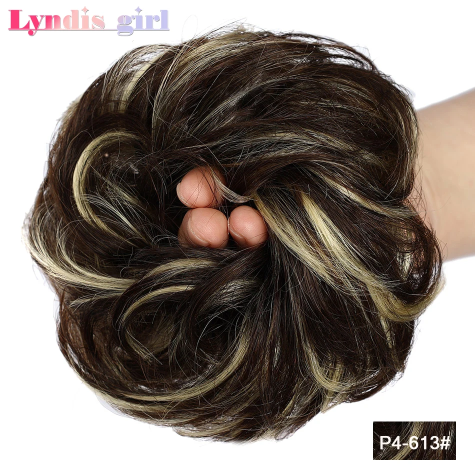 Extensions de chignon de cheveux humains pour femmes, postiches chignon, morceaux ultraviolets, désordonné, bouclé, élastique, chouchous