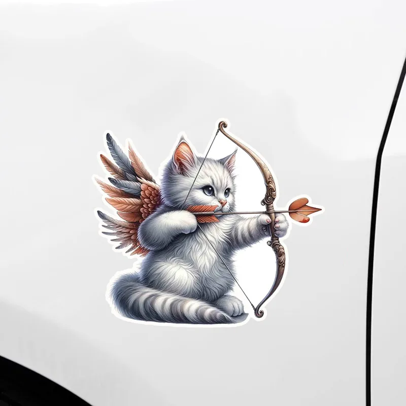 Cute Kitten Autumn Cupid Vinyl Car Sticker Decal Waterproof for Window Motorcycle Campervan Bumper Truck Laptop Decoration HE30