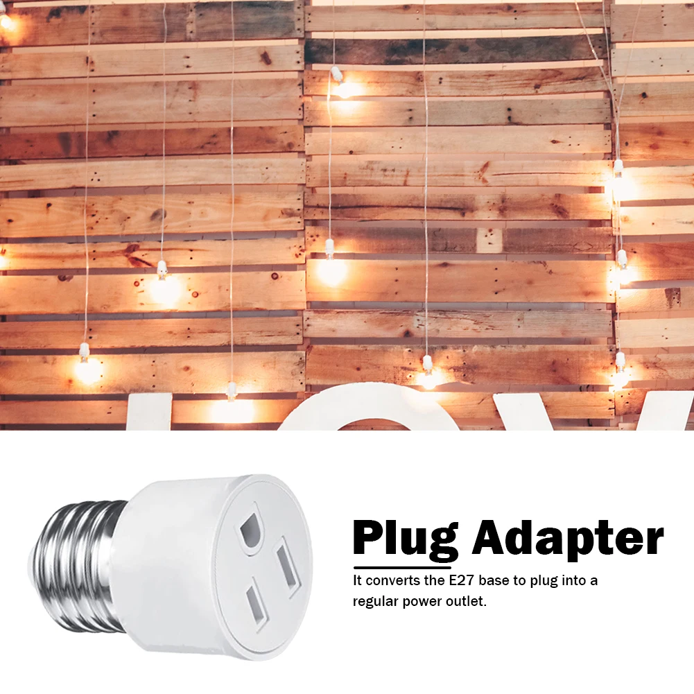 E26/E27 Plug Connector Flame Retardant Prong Outlet Plug Converter Polarized Light Bulb Socket Adapter Fit for 2/3 Prong Convert