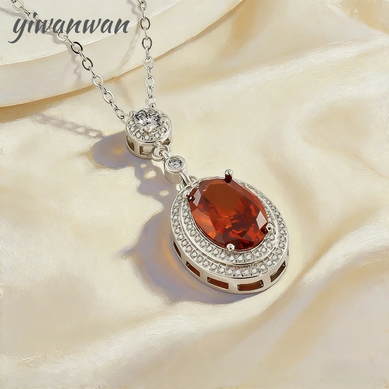 

Колье-подвеска из стерлингового серебра 925 пробы с овальным цирконом цвета гранатово-красного, легкое роскошное ювелирное украшение