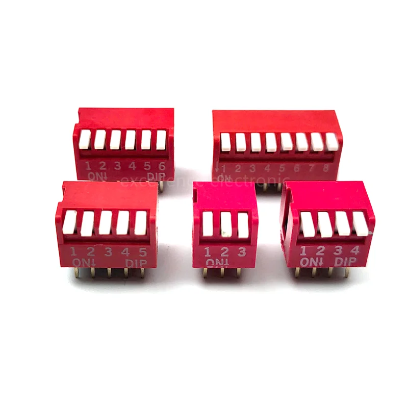 5PCS Slide Type Switch Module 1 2 3 4 5 6 7 8 10Bit 2.54mm Position Way DIP/SMD Pitch Toggle Switch Red/Blue Snap Switch Dial