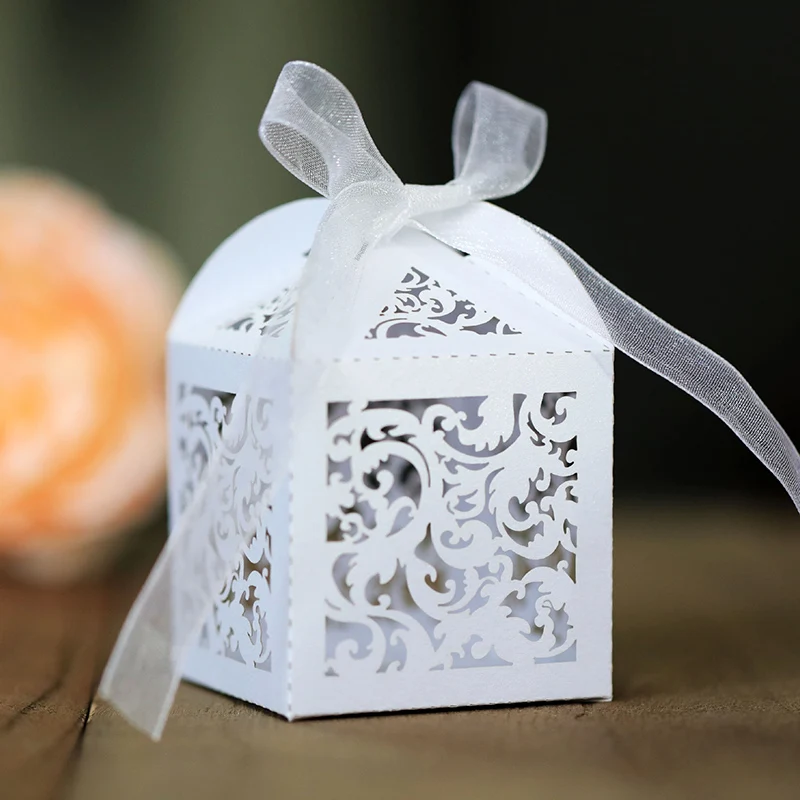 20/50Pcs Flower Vine Candy Boxes Wedding Favor Gift Packaging Box Sweet Bag With Ribbon Valentine\'s Day Birthday Party Supplies