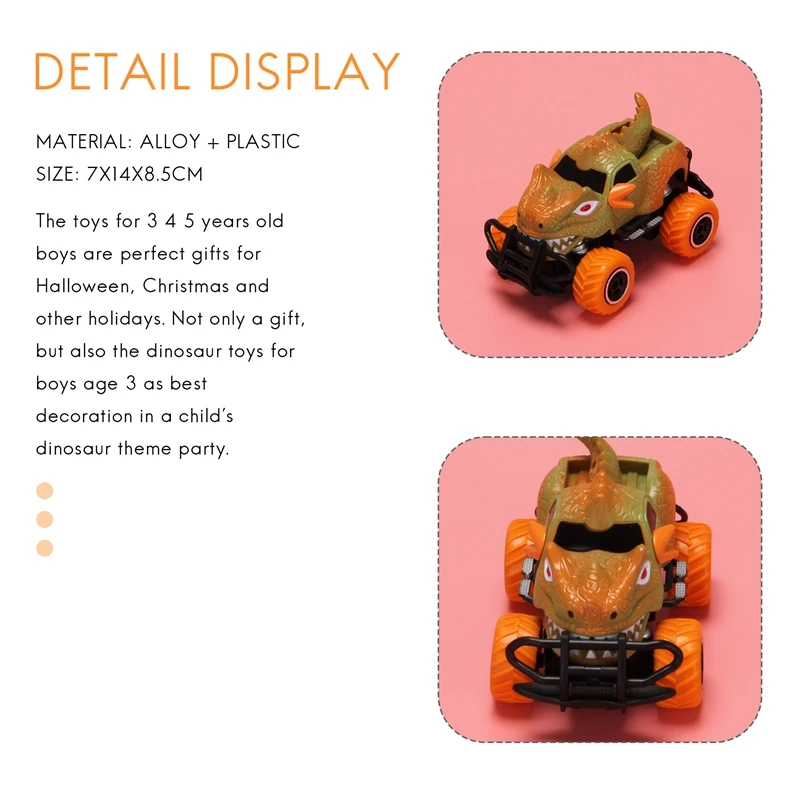 Dinosaur Toys Car RC Turck For 3-7 Years Old, 4-Channel Remote Control Car For Kids, 1/43 Scale RC Car Birthday Gifts