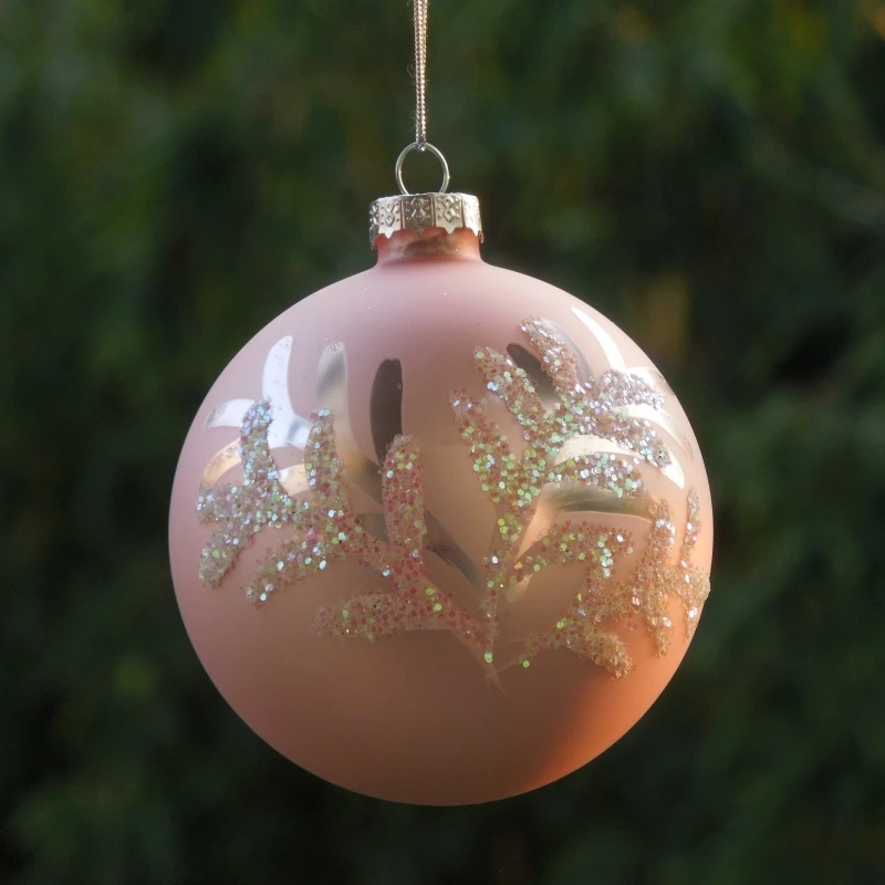 Free Shipping 8pcs/pack Diiameter=8cm Pink Series Glass Ball Christmas Day Hanging Pendant Decorative Handmade Friend Gift