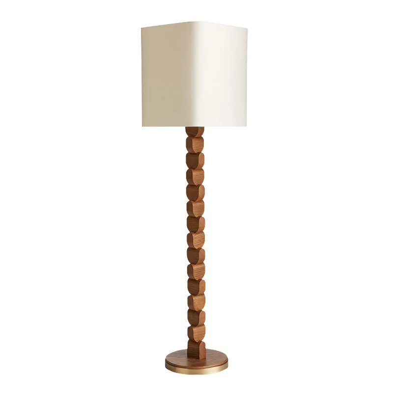 

French retro style building block living room solid wood floor lamp wabi sandy wind B & B walnut color floor lamp