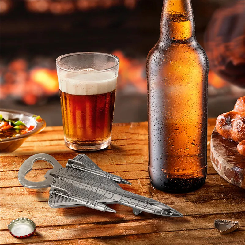 Unique Fighter Plane Shape Bottle Opener Metal Beer Openers Corkscrew for Kitchen Party Club Wedding Gift Set Bar Accessory