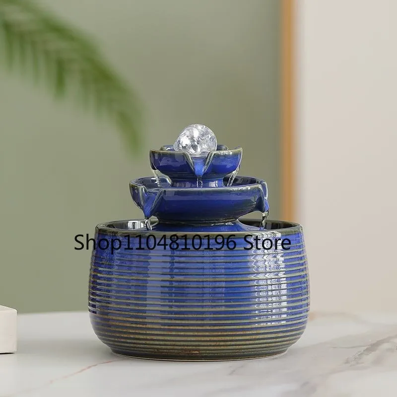 Ceramic Water Fountain Rockery Modern Office Living Room Decor