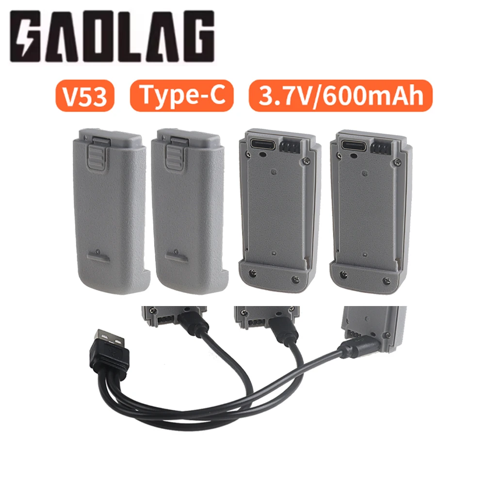 Batterie rechargeable Lipo originale pour drone V53 TYPE-C 3.7V 600mAh, batterie de grande capacité, accessoires