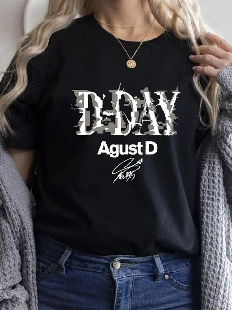 Kpop Suga Agust D D-DAY T-Shirt Summer Women Clothing Fashion Tops Tees Men Casual Solid Color korean Y2K Streetwear