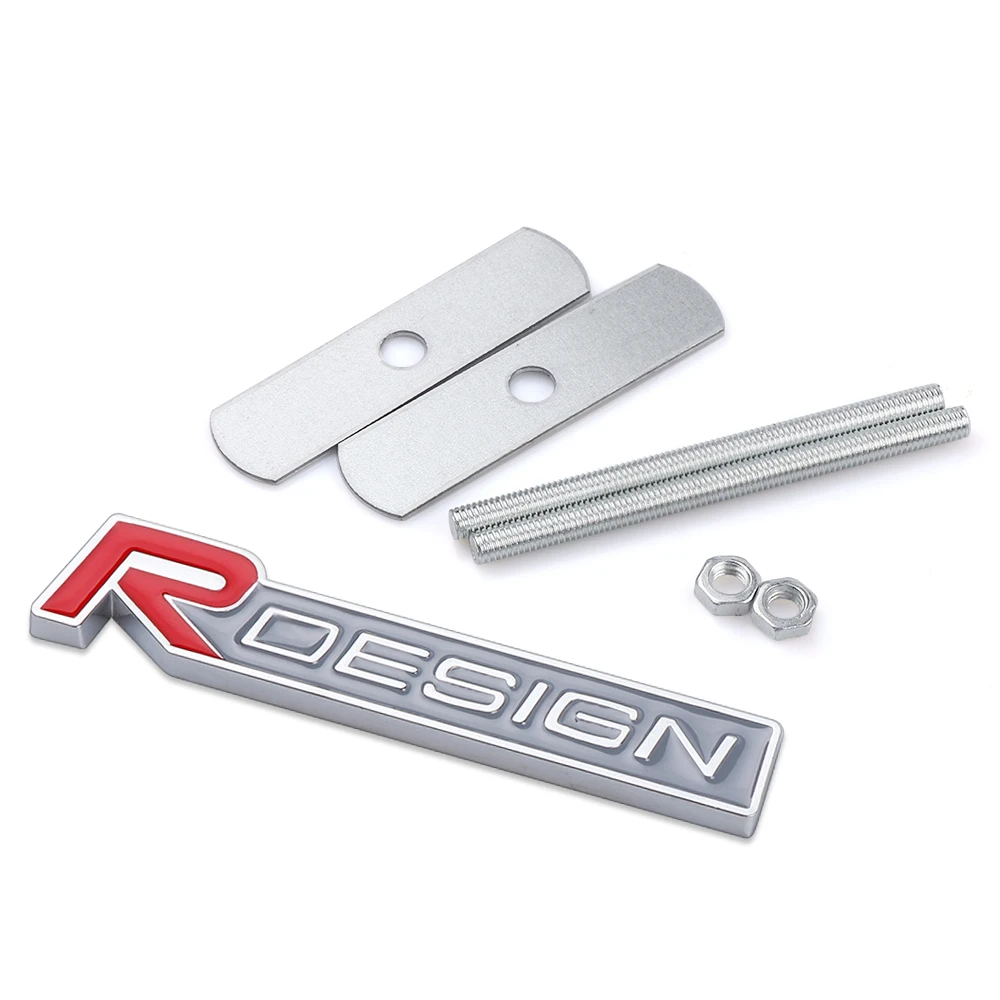 1pc 3D Metal R design Front Grill Car Badge Stickers Emblem Decal Decoration For Volvo XC60 V40 S60 V50 V60 C30 XC40 S80 S70 S40 image 3