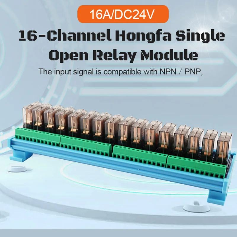 16チャンネル-ホンファ-シングルオープンリレー-dc24v-16a-電磁リレーモジュール-plc拡張ボード用