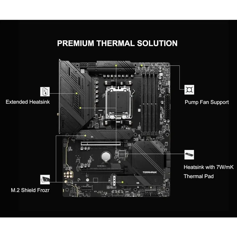 معالج سطح المكتب Micro Center AMD 7 7800X3D 8-Core16-Thread مع MSI MAG B650 Tomahawk WiFi AM5 DDR5 للألعاب الأم