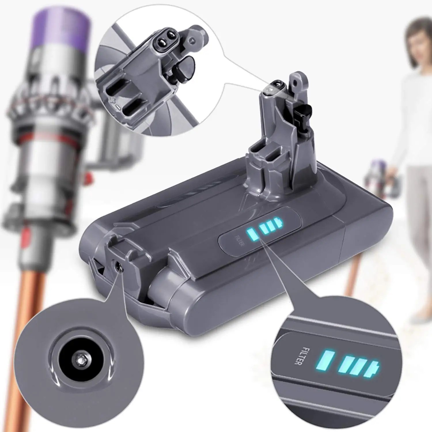 JYJZPB لبطارية دايسون V10 6.0Ah 25.2V متوافقة مع 242151 بطارية SV12 V10 Animal V10 المطلقة V10 Motorhead V10 رقيق #5