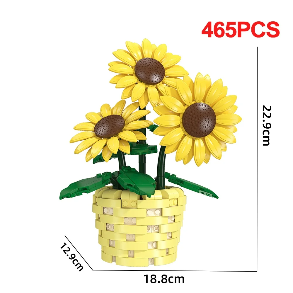 KNEW BUILT Baustein-Blumenstrauß – Geschenk zum Jahrestag, zur Hochzeit, zum Valentinstag für sie, Puzzle-Spielzeug für Kinder, DIY-Desktop-Dekoration – Detail 10