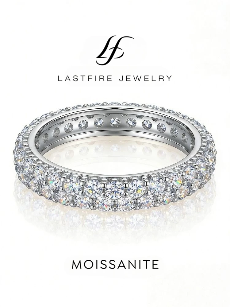 Glamorous Real Moissanite Diamond Wedding Simple Round Rings For Women Original 925 Sterling Silver Quality Fine Jewelry