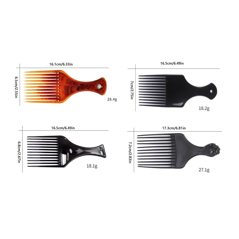 Wide Teeth Brush Pick Comb Fork Hairbrush Insert Hair Pick Comb Plastic Combs For Curly Afro Hair Styling Tools For Women Men!~