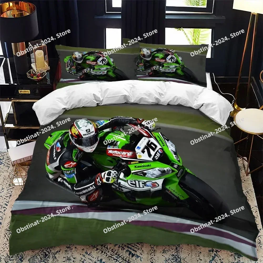 

Motorcycle Rider Bedding Set Printed Bed Set With Pillowcase Bed Duvet Cover Soft Single Double Queen Super King Size Kids Adult
