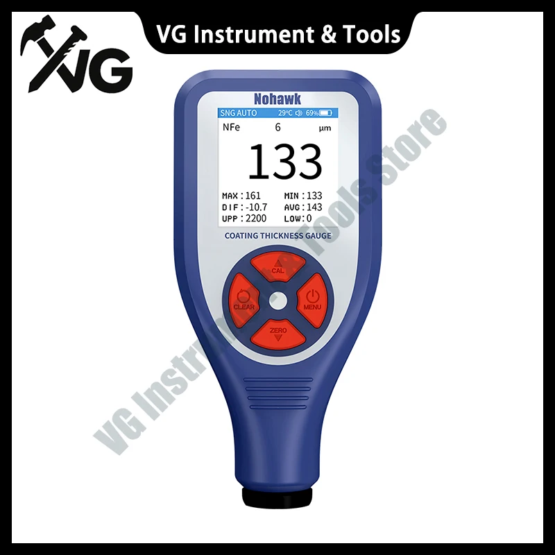 Nohawk New Mini Digital Automotive Coating Thickness Gauge Measures Fe/NFe Car Coating Thickness Suitable For Used Car Appraisal