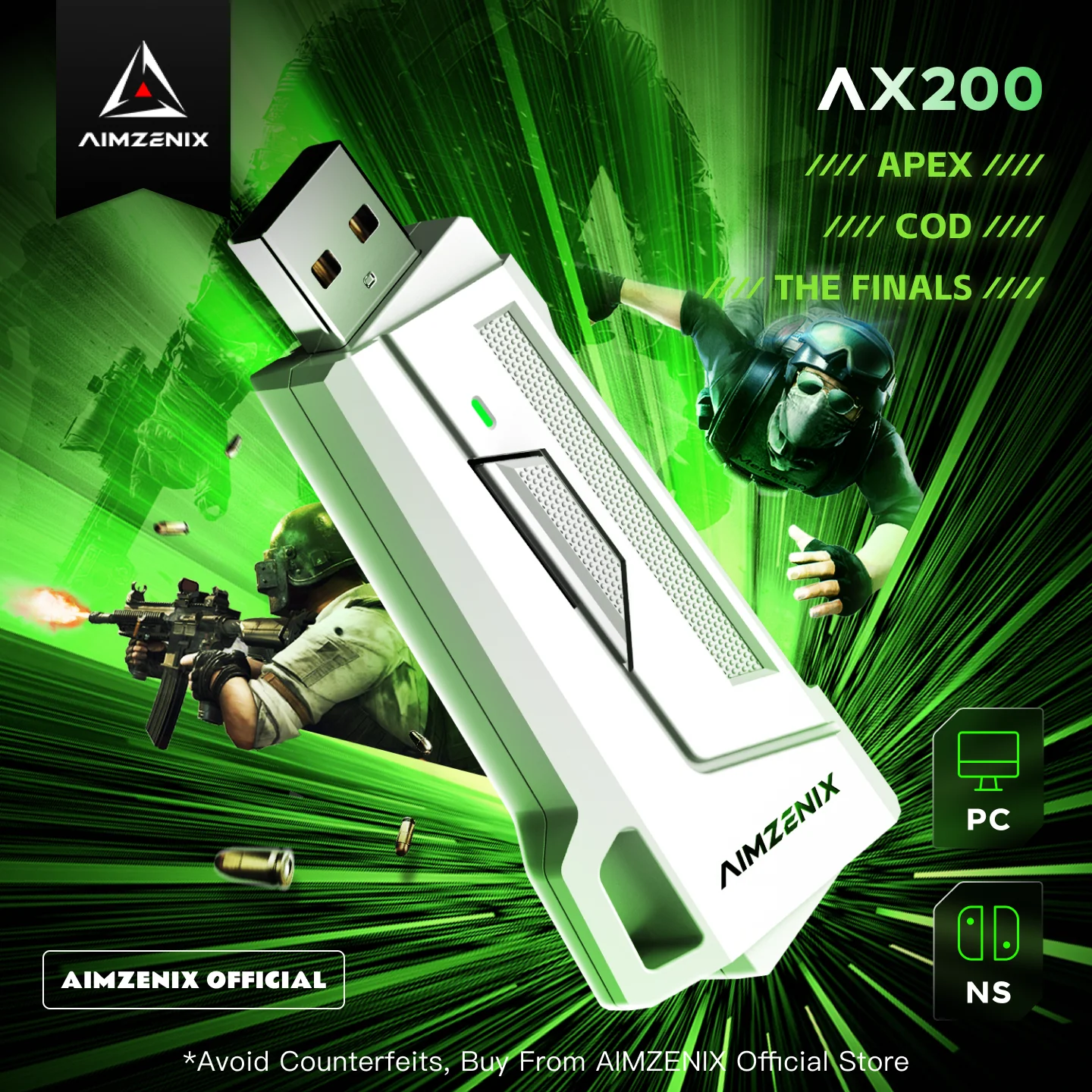 Aimzenix AX200 PC Gaming K&M Adapter, Smart Rocker Macro, App