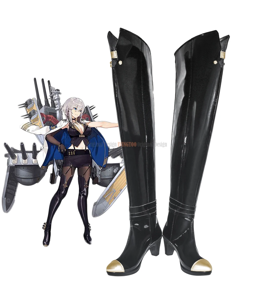 

Azur Lane Cosplay Boots Azur Lane Washington Black Shoes Cosplay Custom Made for Adults and Kids