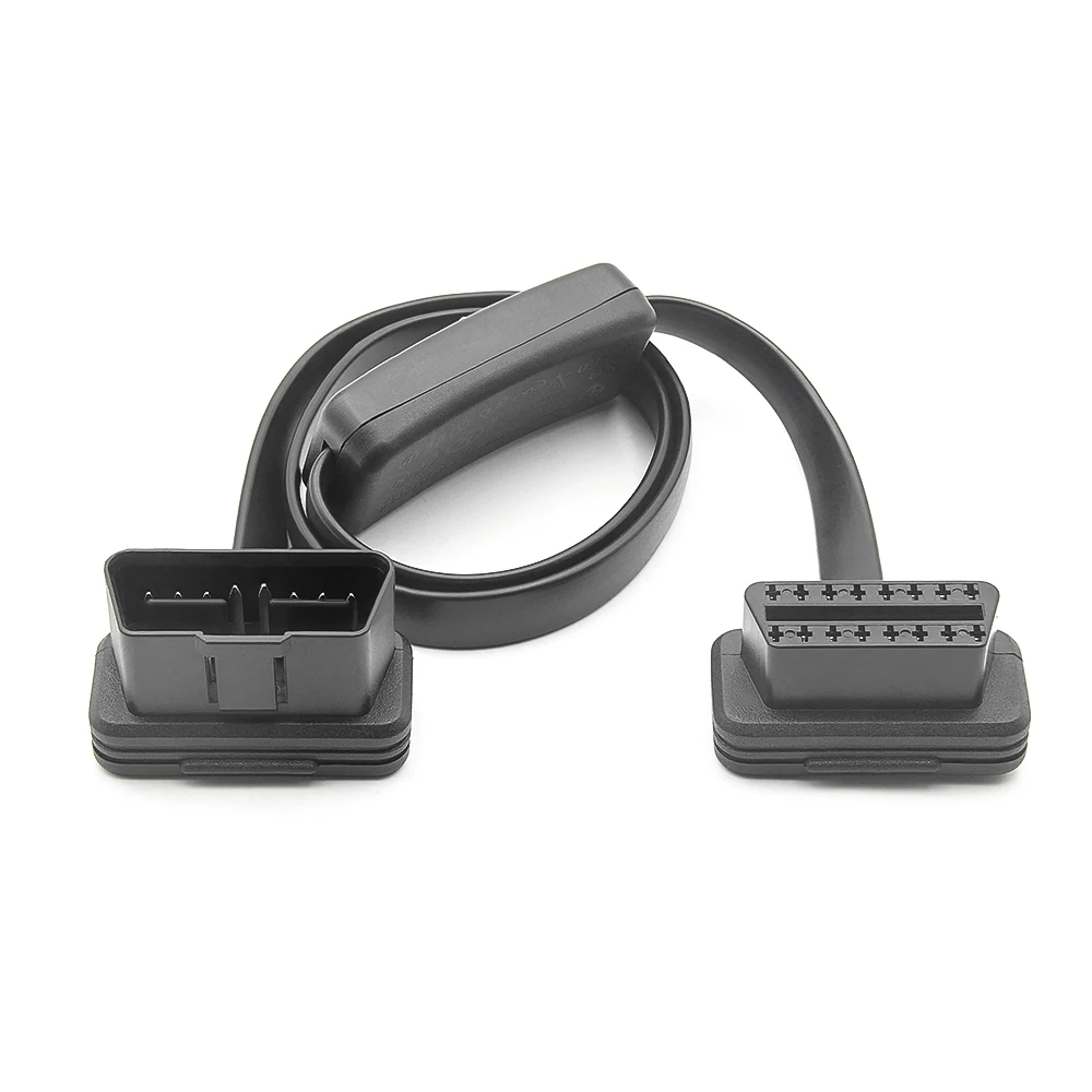 60CM 16Pin OBD2 Extension Cable Adapter Cable Flat+Thin As Noodle OBDII Male To Female Socket Connector With ON/OFF Switch