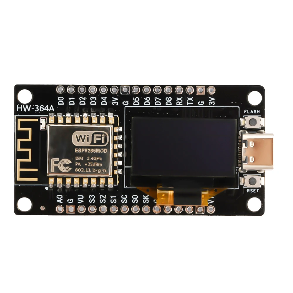 Nodemcu ESP8266 WiFi Development Board Module, 0,96 "tela OLED, CH340G, TYPE-C, adequado para Arduino, Microton, ESP-12F