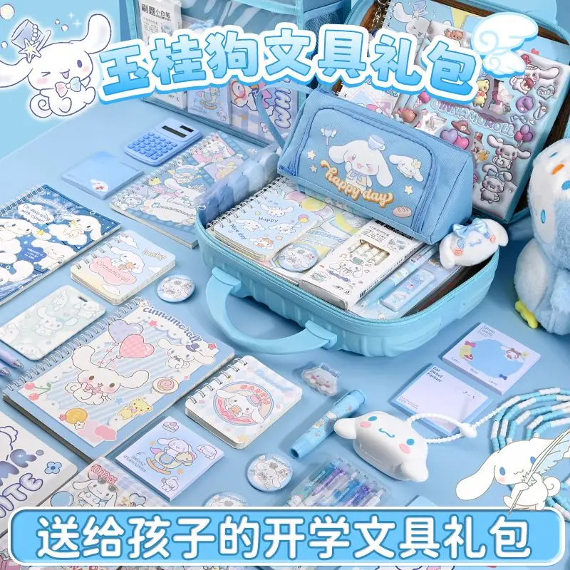 Anime Sanrios Kuromi Stationery Set Melody Cinnamoroll School Supplies Student High End Birthday Present Study Big Gift Packag