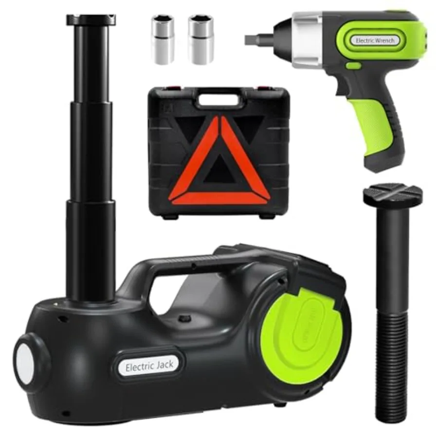 

Electric Car Jack Kit 5Ton 12V Hydraulic Lifting Range: 6.1-20.86 inch with Impact Wrench and Inflator for Car SUV Sedan MPV wi