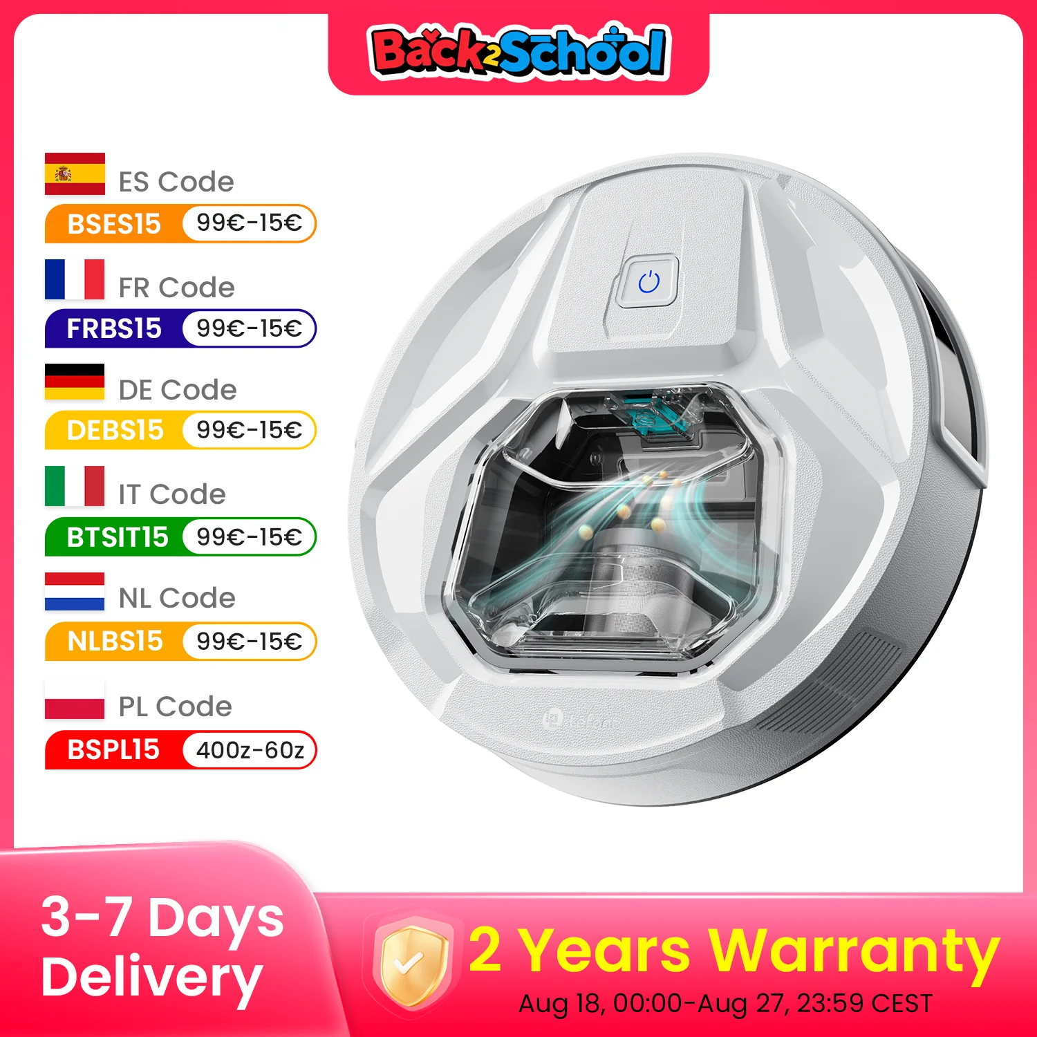 Lefant M320 6000Pa Potente aspirapolvere robot con scopa, 210 minuti di autonomia, pattumiera visibile da 800 ml, rilevamento tappeti