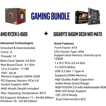 Kombinace základní desky CPU, SSD a procesoru AMD 5 4500 s deskou GIGABYTE B450M DS3H WiFi MATX AM4 a integrovanou paticí 10 nejlepší prodej Kombinace základní desky CPU - №3