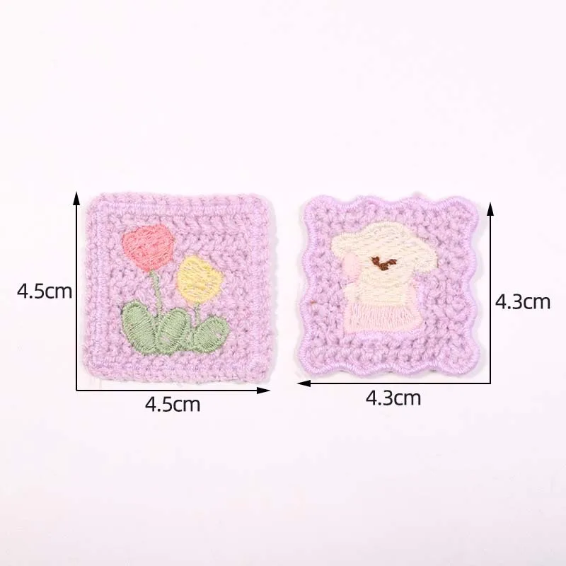 10PCS/Lot Cute Animal Flower Clothing Patch Patterned Patch Hairpin Decoration DIY Square Flower Wave Cartoon Embroidery Sticker