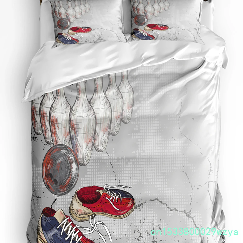 Bowling Sport Bedding Set 3pcs Boys Girls Duvet Cover Pillowcase Kids Adult Quilt Cover Double Bed Set Home Textile