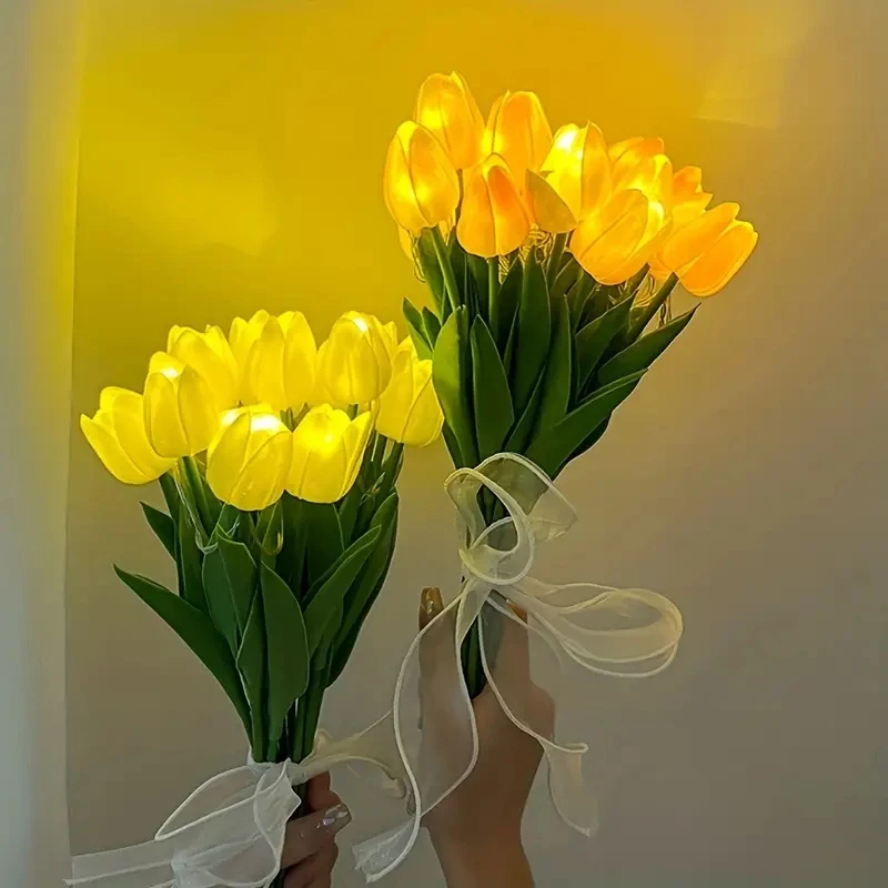 10PC Tulip Night Lights Artificial Led Lamp Room Decoration Table Light Mother\'s Day Girl Birthday Gifts Valentine\'s Day Decor