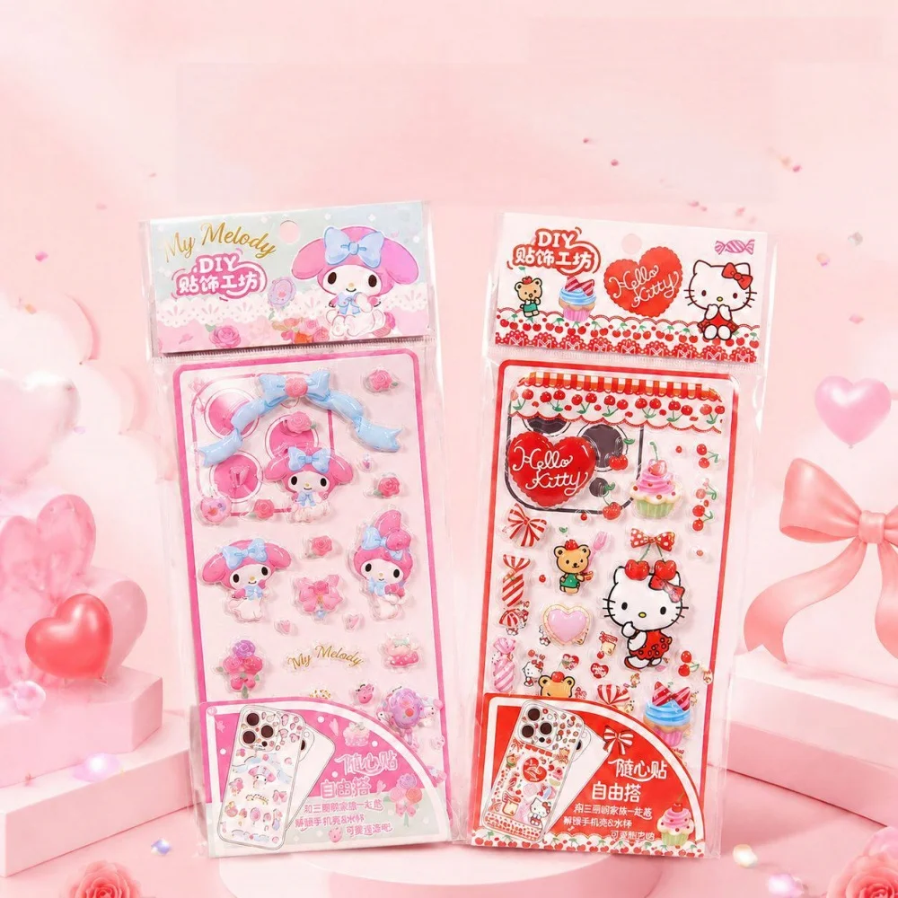 Hello Kitty Character Themed Sticker Lovely Sweet Pattern Decals For Notebook Scrapbook Phone Case Teen DIY Decoration Present