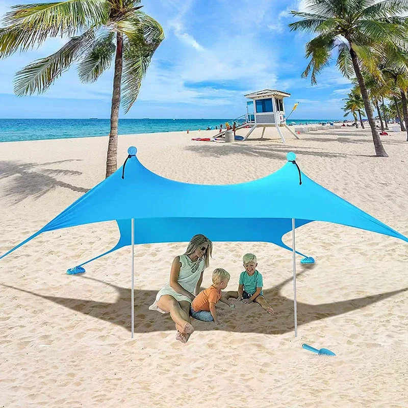 

Portable Family Beach Awning Outdoor Picnic Tent Large Sun Shelter Camping Shades Tents Windproof Beach Canopy Folding Awnings