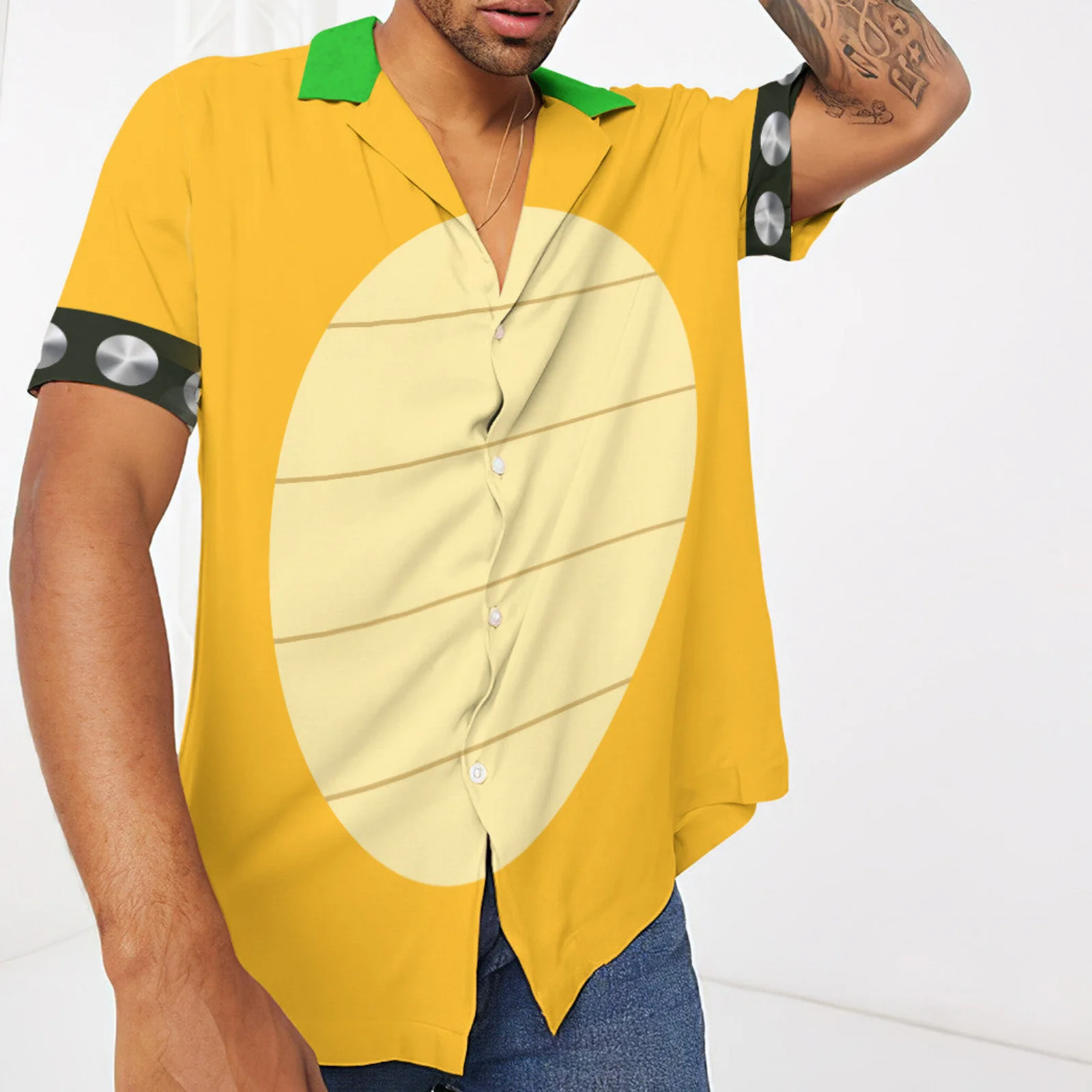 CLOOCL Men Casual Shirts Cartoon Bowser 3D Print Short Sleeve Hawaii Shirt Male Women for Summer Beach Vacation Cosplay Costumes