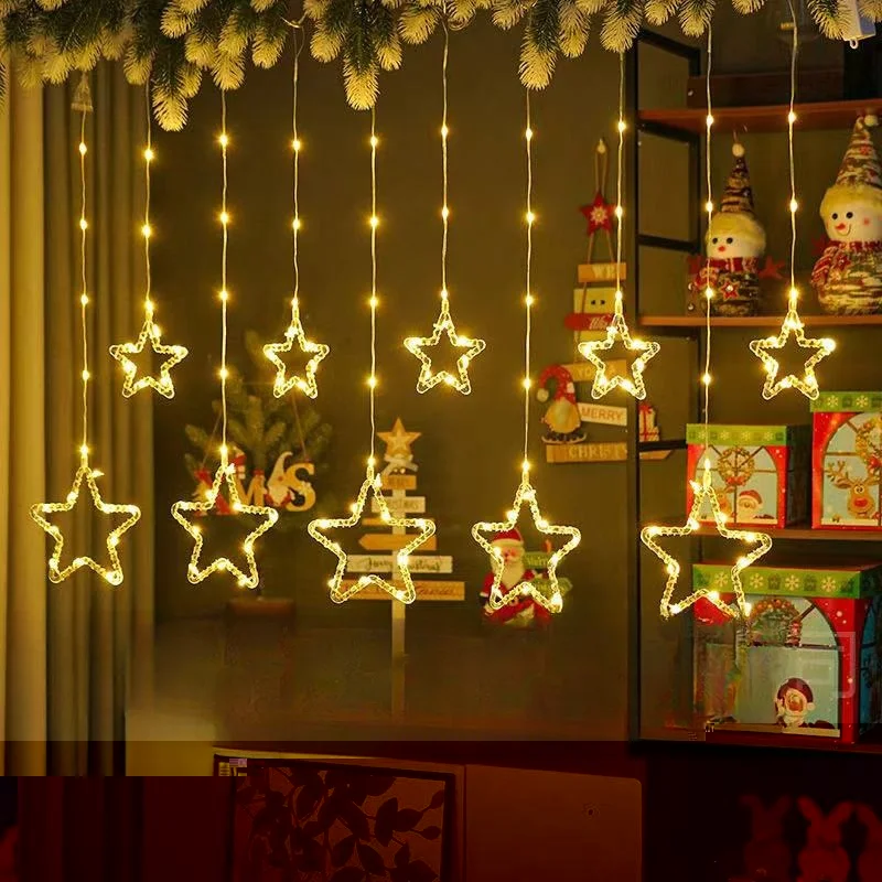 1PC 3M Christmas Star Curtain Light Ramadan Atmosphere Decorative Light USB Eight Modes Romantic Creative Luminous Light String